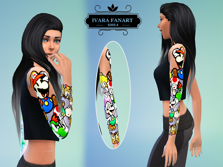 Paper Mario Fanart Arm Tattoo Set Sims 4 CC