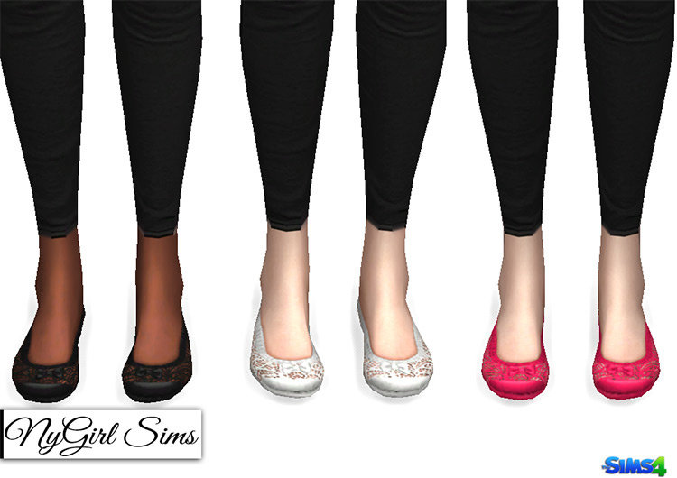 Lace and Bow Ballet Flats Sims 4 CC