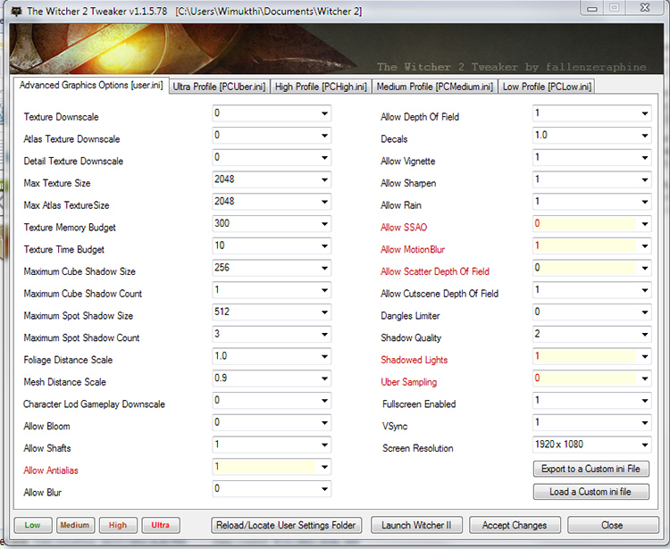 Witcher 2 Tweaker Mod