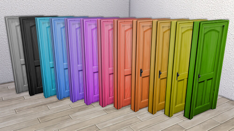 Wooden Three-Panel Door, Colored by LaLunaRossa Sims 4 CC