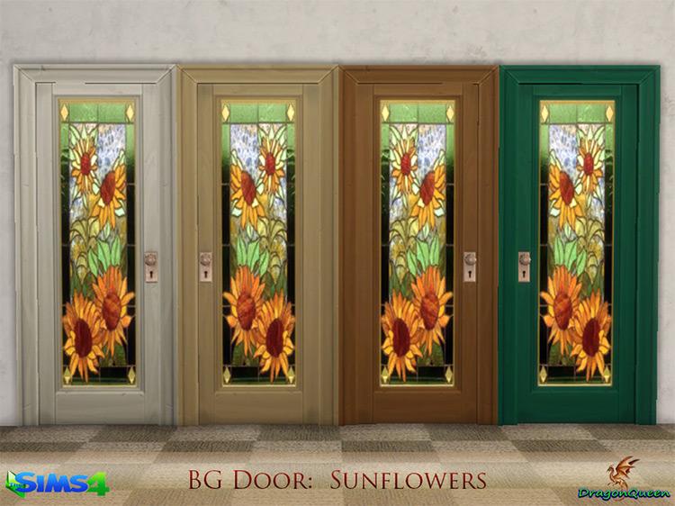 Door Set: Poppy & Sunflowers by DragonQueen Sims 4 CC